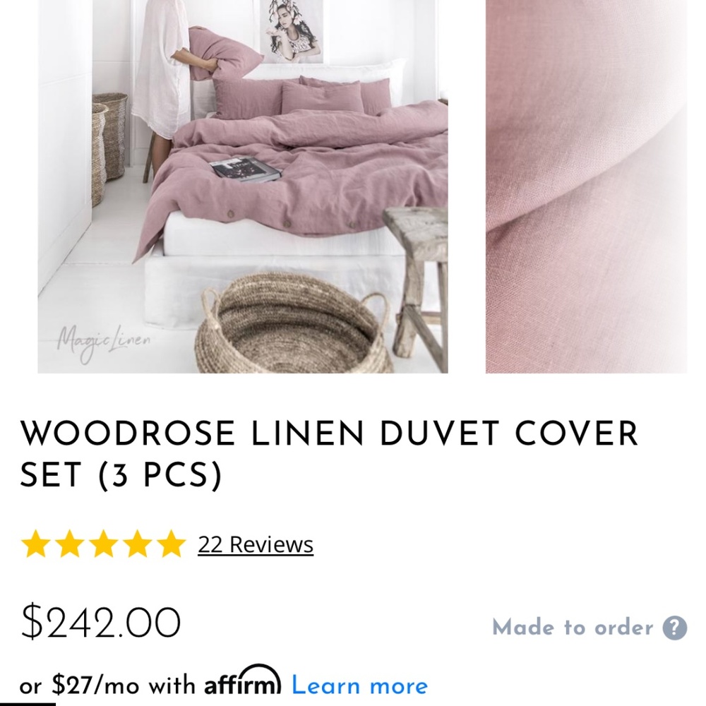 Twin Magic Linen Woodrose Duvet Cover